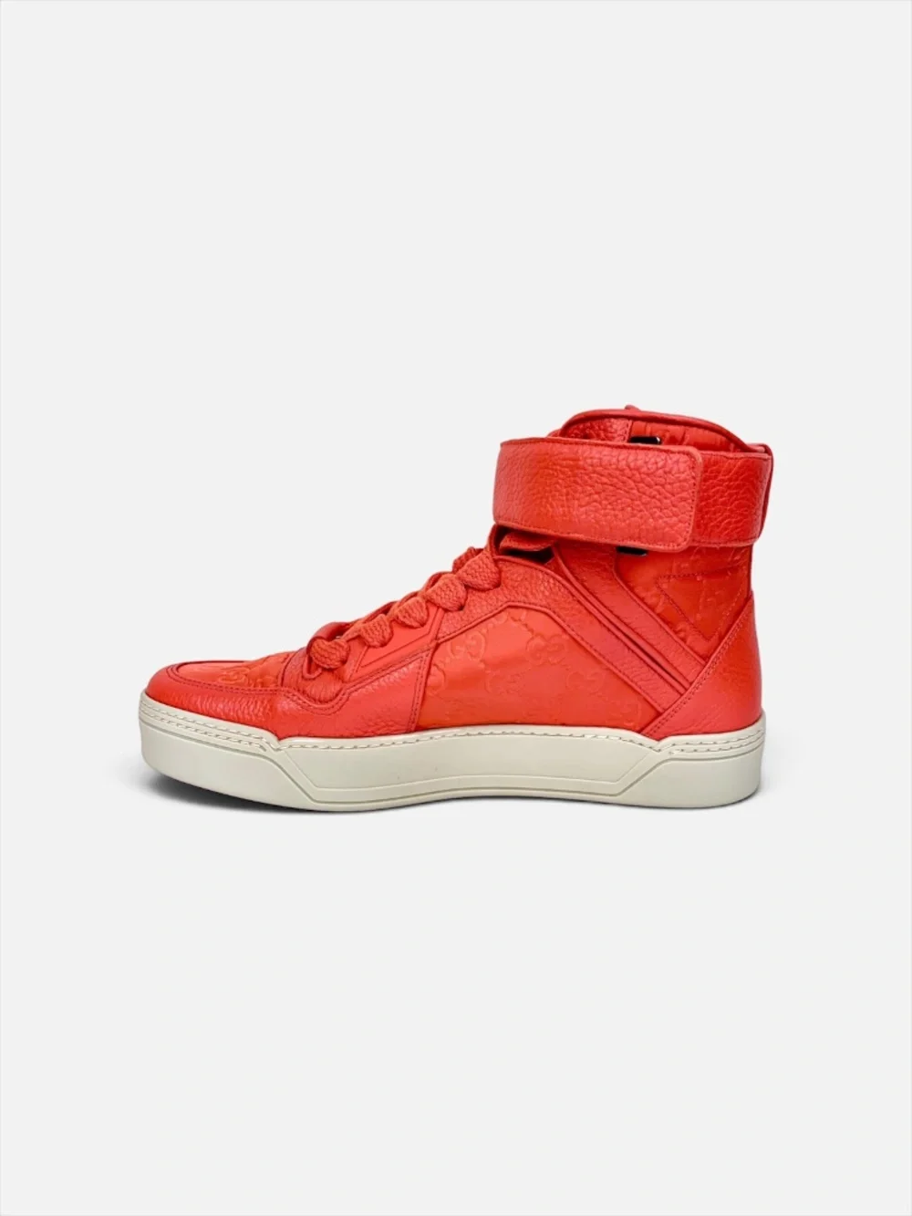 Gucci Orange GG Guccissima Nylon Leather High Top Sneakers Men 7G US 9 NIB